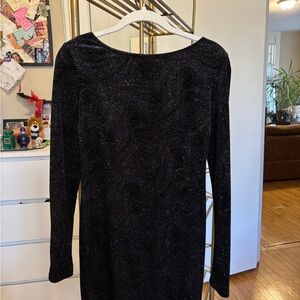 Jump Black Long Sleeve Dress with Subtle Pattern